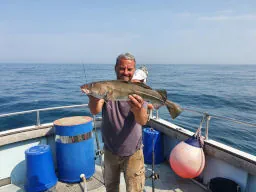 An Angler holding up a small Codling
